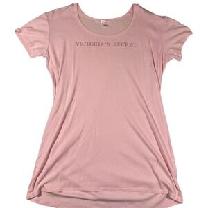 Y2K Victorias Secret Pink Rhinestone Logo Oversized Nightgown Sleep Shirt XS